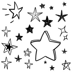 Obraz premium Star doodle collection. Set of hand drawn stars. Scribble illustrations.