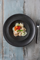different tasty pelmeni