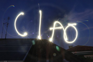 lightpainting ciao written with lights