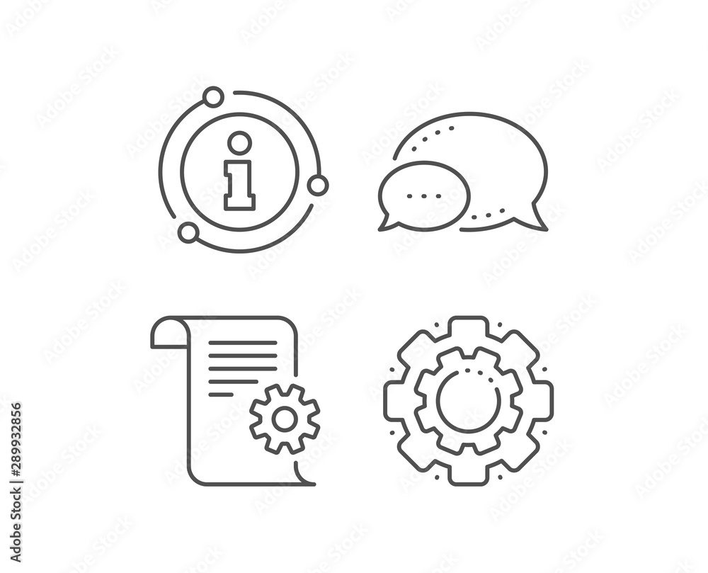 Poster technical documentation line icon. chat bubble, info sign elements. instruction sign. linear technic