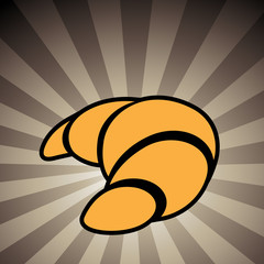 Croissant Icon on a Brown Striped Background