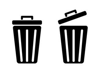 Indoor and outdoor trash can. Vector icons on white background.