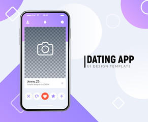 Dating app online mobile concept. Female male profile flat design. Couple match for relationship - obrazy, fototapety, plakaty
