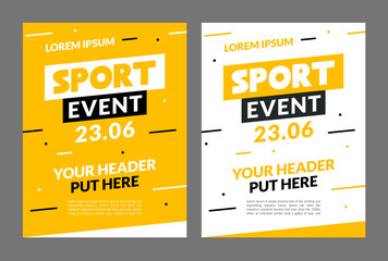 Sport flyer design banner poster. Sport event template brochure for match championship promotion