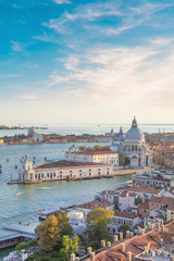 Naklejka na ściany i meble Beautiful views of Santa Maria della Salute and the Venetian lagoon in Venice, Italy