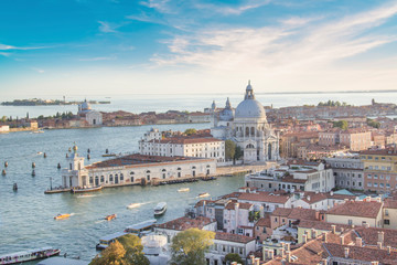 Naklejka na ściany i meble Beautiful views of Santa Maria della Salute and the Venetian lagoon in Venice, Italy