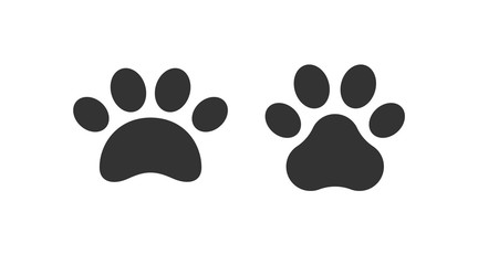 Pet paw print vector icon. Dog or cat foot black paw animal isolated illustration - obrazy, fototapety, plakaty