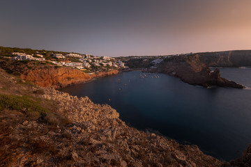 Fototapeta na wymiar View from Cala Morell (Morell Cove) at Menorca Island, Spain.