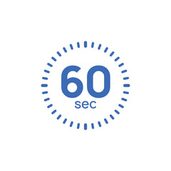 60 second timer clock. 60 sec stopwatch icon countdown time digital stop chronometer