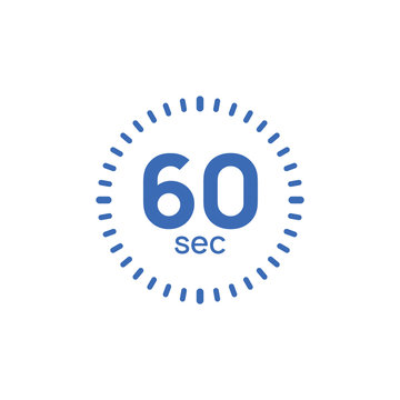 60 second timer clock. 60 sec stopwatch icon countdown time digital stop chronometer