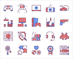 Leisure activities colorful linear icons set