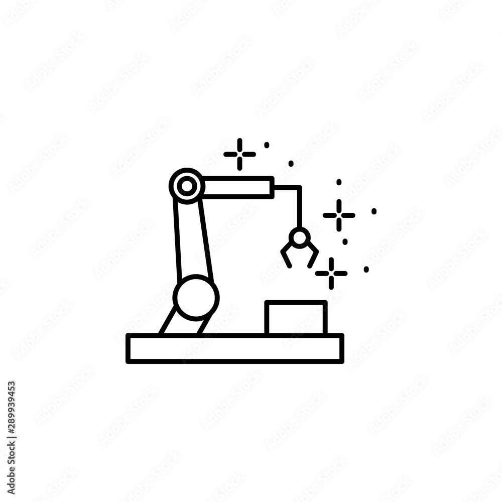 Poster robotic arm icon. element of artificial intelligence