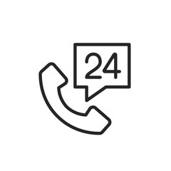 Call 24 hours icon. Simple thin line design. Vector icon