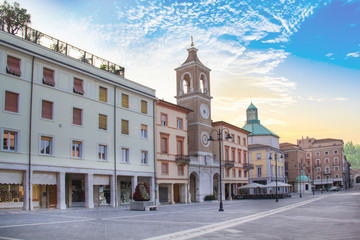 Fototapeta na wymiar Beautiful view of the Square of the Three Martyrs in Rimini, Italy