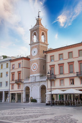Beautiful view of the Square of the Three Martyrs in Rimini, Italy