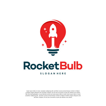Smart Launch Logo Design concept vector, Cool Rocket Launching Bulb Lightbulb Logo