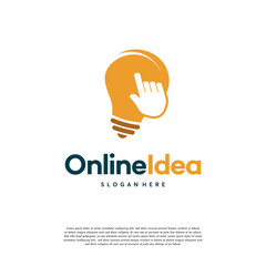 Online Idea logo designs concept vector, Bulb Click Cursor logo template symbol