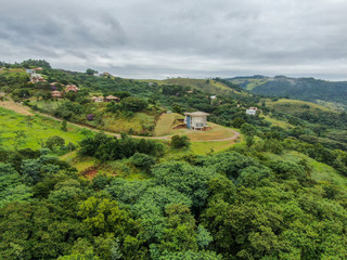 Fototapeta na wymiar Aerial view tropical mountain Monte Alegre do Sul, Brazil
