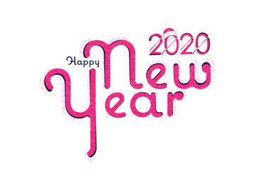 Happy New Year 2020. Greeting inscription. Flat vector illustration EPS10