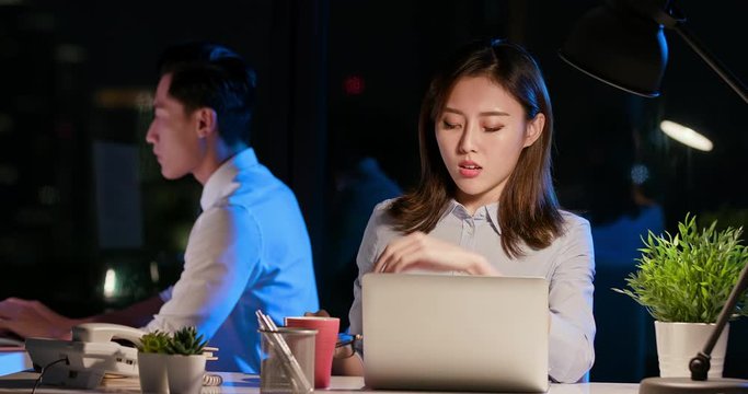 businesswoman overtime work