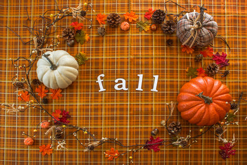 Fall Orange Plaid Background