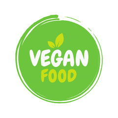 Fresh healthy organic vegan food badge. Vector hand drawn illustration. Vegetarian eco green concept