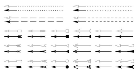 Arrows. Vector arrows icons set. Design element. Isolated silhouette and contour on  white background