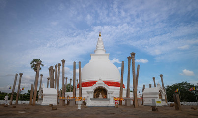 The old temple at the Big white stupa Vatadage located Anuradhapura, Sri Lanka.