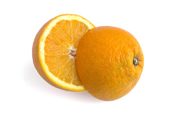 fresh orange isolated on white in top view