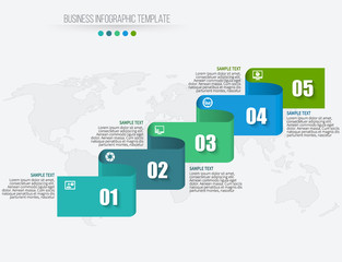 Abstract 3D Paper Infographics. Business template .Vector illustration