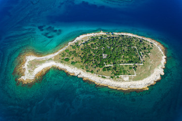 Aerial scene of islands in Brijuni National Park