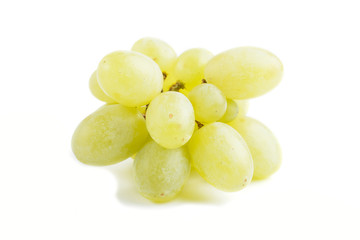 Green grapes isolated on white background. Side view