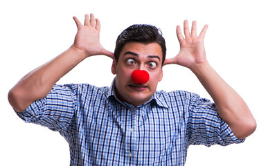Funny man clown isolated on white background