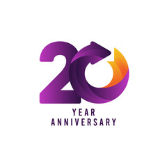 20 Years Anniversary Gradient Purple Vector Template Design Illustration