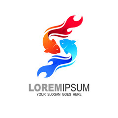 The fish logo swimming in the ocean, The logo of two fish forming the letter s