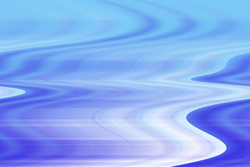 Wavy pattern in blue tones. Turquoise and blue wavy stripes and lines, light spots. Surface with distortion effect.