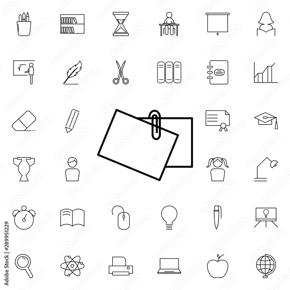 Poster papers on a paper clip icon. universal set of education for website design and development, app deve