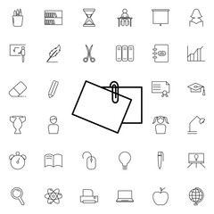 Papers on a paper clip icon. Universal set of education for website design and development, app development