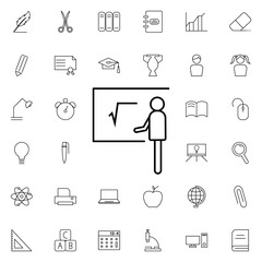 Schoolboy at the blackboard icon. Universal set of education for website design and development, app development
