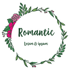 Poster romantic, with element design of colorful floral frame. Vector
