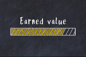 Chalk drawing of loading progress bar with inscription earned value