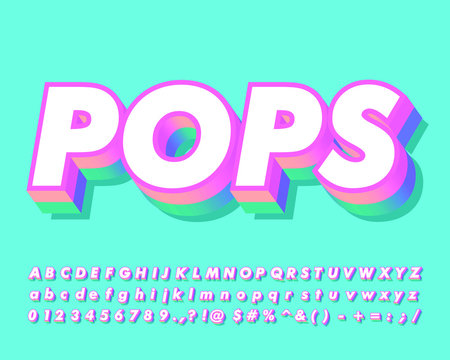 3D bold pop art font and mumber