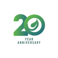 20 Years Anniversary Leaf Vector Template Design Illustration