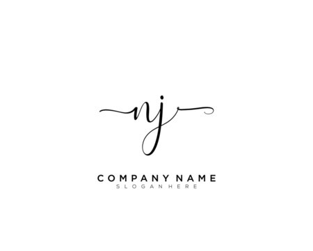 N J NJ Initial handwriting logo vector	