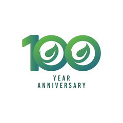 100 Years Anniversary Leaf Vector Template Design Illustration