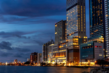 Fototapeta na wymiar Cartagena skyline at blue hour