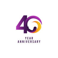Obraz premium 40 Years Anniversary Purple Vector Template Design Illustration