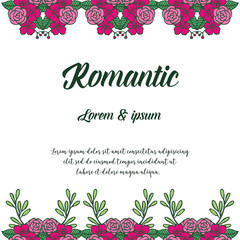 Vintage art colorful flower frame, for wedding invitation card romantic. Vector