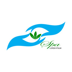 natural leaf with hand for spa logo
