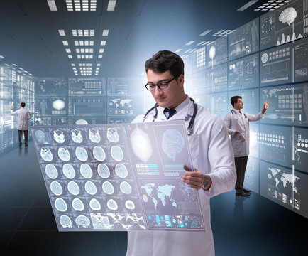 Concept of telemedicine with male doctor - Powered by Adobe